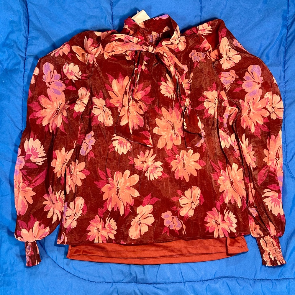 Floral Women's Top - Red and Pink